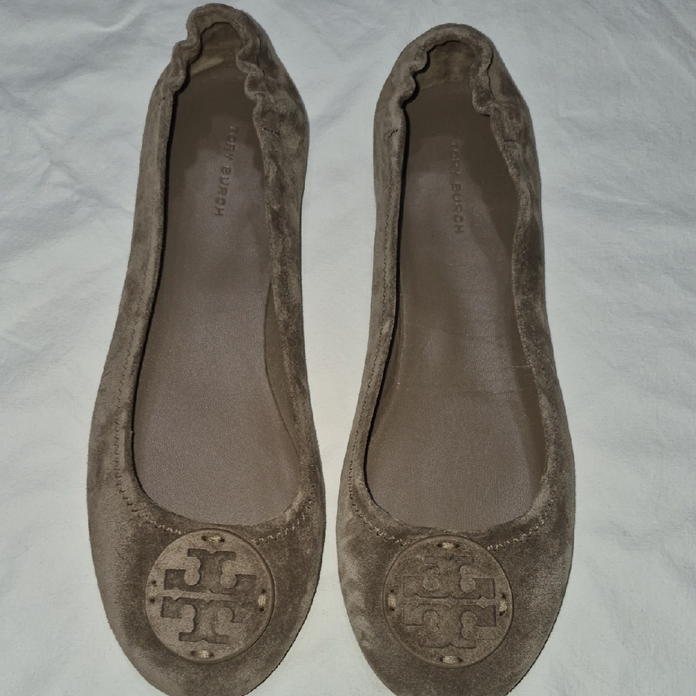 Tory Burch Taupe Suede Flats